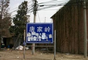 Tangjialing village sign, when the village was being demolished